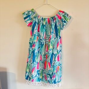 Lilly Pulitzer Marble Beach and Bae Sunglow Sailboat Off the Shoulder Dress